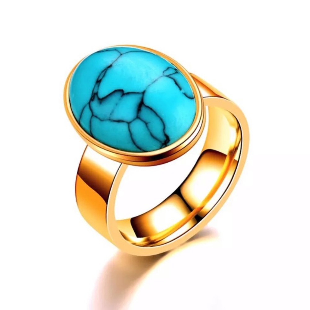 Statement Turquoise gold Ring